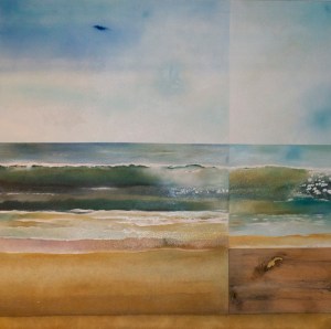 48" x 48" Oil/sand/cedar on recycled canvas