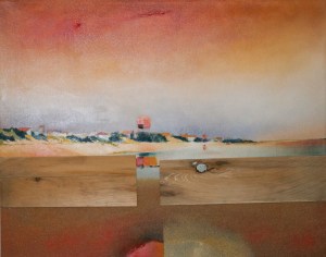 24" x 30" Oil/sand/cedar on recycled canvas