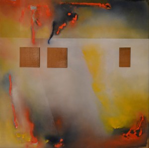 30" x 30" Oil/cedar on recycled canvas