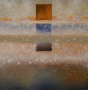 30" x 30" Oil/sand/cedar on recycled canvas