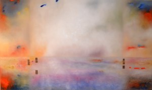 Oil and cedar on canvas 36" x 60"